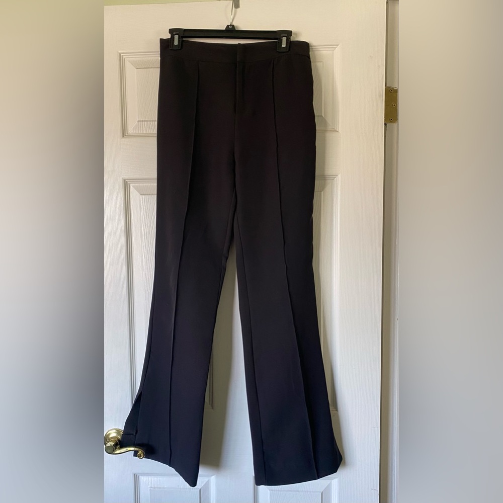 Black Wide Leg Split Hem Trousers